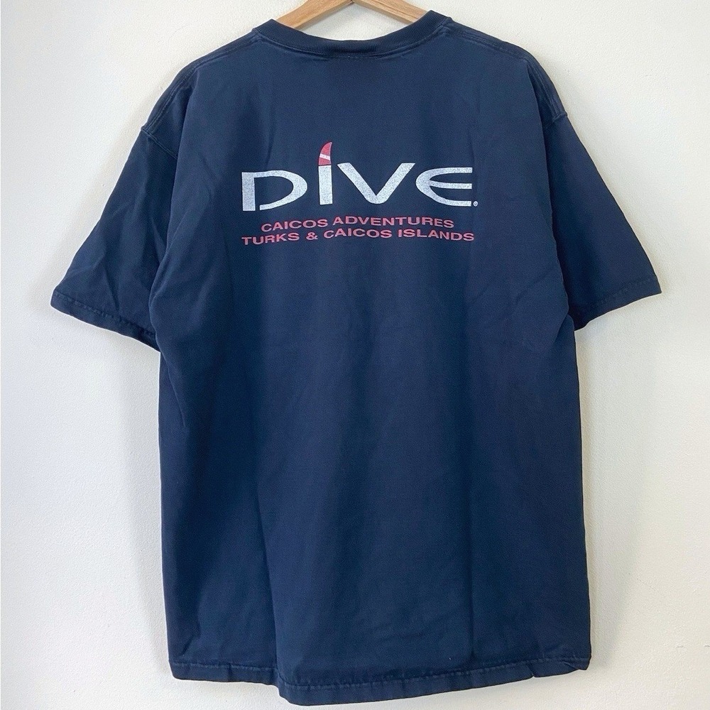 Vintage 90's‎ Dive Gear Scuba Island Adventure Tour Travel Navy Tee Shirt - XL